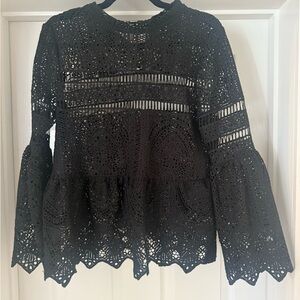 Boohoo Black Crochet Lace Blouse